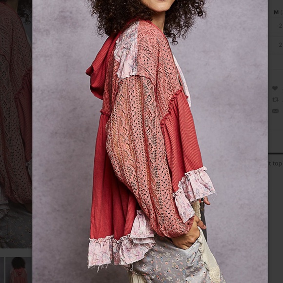 POL “ Kelly 2 “ POL Hoodie Zip Up Top Jacket with Crochet Lace Detail 76 - Picture 2 of 5